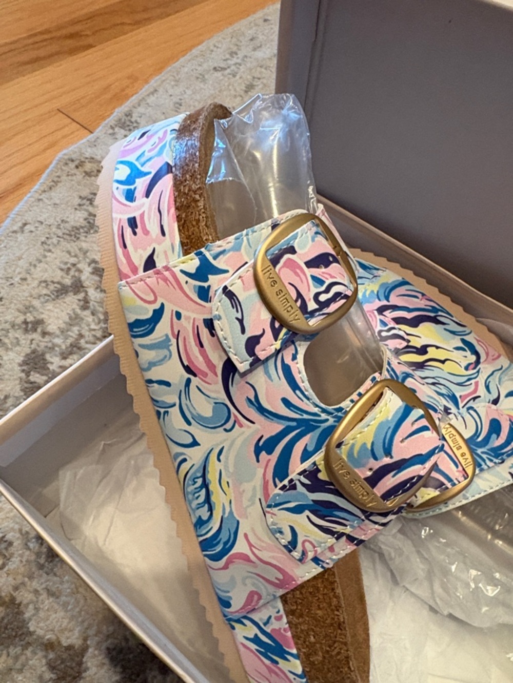 Lilly Pulitzer Pastel Swirl Double Buckle Platform Sandals - Picture 2 of 3